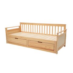 新品】ナチュラル ソファベッド 引き出し収納付 パイン材 すのこ