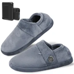 [Xinpeke] 電気スリッパ 速暖 フットウォーマー コードレス 2個バッテリー付き（8000mAh） 日本製ヒーター 両面発熱 3段階温度調整 NTC過熱保護 ヒータースリッパ 柔らかい 軽量 洗える おしゃれ 滑り止め 防寒グッズ 室内履き 自宅/職場