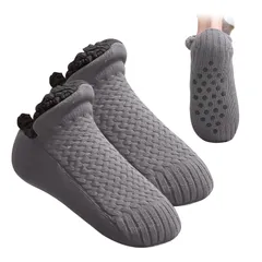 [aninako] ルームソックス メンズ レディース 裏ボア 履く毛布 もこもこ 靴下 滑り止め 裏起毛 防寒 暖かい 室内履き 暖かい ルーム ス 厚い あったか靴下 保温 断熱 毛玉になりにくい 部屋 自宅 (グレー, 40-42（26cm）, 日本の靴