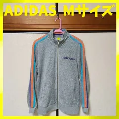 ADIDAS アディダス ベロアジャケット トラックジャケット 灰色 グレー 3本ライン スリーストライプス ストライプデザイン メンズ Mサイズ