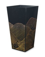 タツクラフト 蒔絵調 ダストボックス L角 波 黒 ブラック ごみ箱 おしゃれ キッチン リビング 小さい スリム 蓋なし フタなしゴミ箱 ダストBOX 小 和風 和柄 和室 インテリア オシャレ 料亭 旅館 ホテル 飲食店 レストラン 漆器 紀州漆器 蒔絵