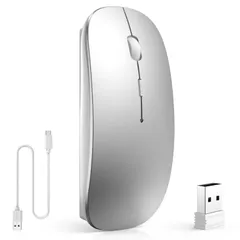 マウス Bluetooth Type-C充電式 ワイヤレスマウス 2.4GHz光学式 3dpi切替 静音 薄型 小型 無線マウス 高精度 左右対称 持ち運び便利 TELEC認証取得済み 「レシーバー内蔵」 Mac/Windows/Surface/Macbook