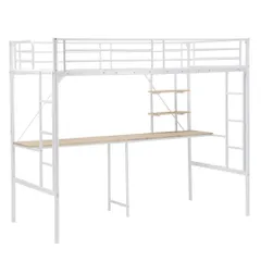 全新品 システムベット ロフトベッド シングル デスク付き ラック棚付き ハシゴ階段 耐荷重150kg 高さ170cm 北欧風 二段ベッド 大人ベッド 一人暮らし 部屋二段ベッドのサムネイル