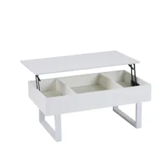  テーブル センターテーブル ローテーブル リビングテーブル 高さ調節 内部大容量収納 ホワイト   