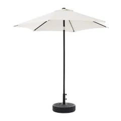 “한정 수량 세일” 신제품 [TYPEA 베이지+ 베이스 포함] 파라솔 핸들, 군더더기 없음, 직경 220cm, 30+ UPF 자외선 차단 각도 조절 파라솔 세트, 베이스 파라솔, 정원 파라솔 1년 보증