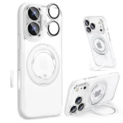 【新品】 Damesine iPhone 17用ケース MagSafe対応 マット360度回転リングマグネットスタンドシリコン耐衝撃 カメラコントロールカバー付き 指紋防止 黄変防止ソフト手触り 着脱式カメラカバー 薄型 長持ち かわいいアイホン17ケース 1