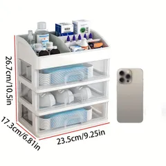 【大容量＆整理整頓】4段引き出し デスク収納ボックス 白 オフィス用品 机上収納 小物整理 片付け 文房具収納 事務用品 卓上収納ケース