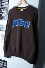 (L-2XL) Pancoat(パンコート) スウェット Tシャツ レタリング ブラウン プルオーバー -17516