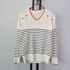 BURU N JUDY ブルアンドジュディ アイボリー Vネック ストライプ ニット