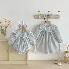 キッズ花柄ワンピース女の子ベビー赤ちゃんロンパース子供服ドレス42 ガーリー70 80 90 100 110 120 130 140かわいいナチュラル長袖おしゃれフリル可愛い上品お出かけSNS映え記念撮影【arc】