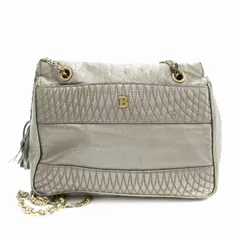 バリー BALLY ハンドバッグ ワンショルダー チェーンストラップ レザー キルティング ロゴ シルバー色 /FT