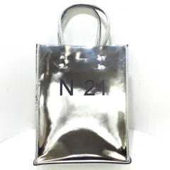 N゜21(ヌメロ ヴェントゥーノ) トートバッグ - シルバー×黒 レザー