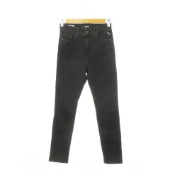 リプレイ REPLAY スーパースリム ハイパーフレックスMJLAデニム デニムパンツ ジーンズ スキニー ハイウエスト ストレッチ ダメージ加工 ロゴ 25 黒 ブラック WA495 .000.661OB1R /MN23 ■GY37