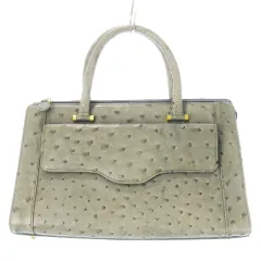 ノーブランド ハンドバッグ レザー 革 オーストリッチ グレー /CK28 ■GY18