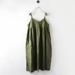 サマンサモスモス Samansa Mos2 SM2 麻レーヨン前後着キャミワンピース F＼カーキ ギャザー ノースリーブ ドレス【2400014826333】