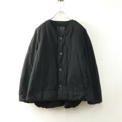 ヴラスブラム Vlas Blomme 中綿入 コットンリネン バンドカラーワークジャケット 1 ブラック┃日本製 ブルゾン 上着【2400014816709】