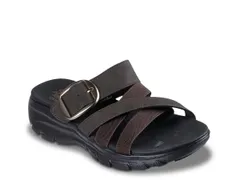 スケッチャーズ レディース シューズ サンダル リラックスフィット Skechers Relaxed Fit Easy Going Perfect Company Sandal Dark Brown ブラウン
