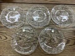 【未使用品】佐々木ガラス クリスタル(24 lead crystal) 雪割草 小皿5枚セット