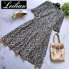 22SS レリアン レース 刺繍 ロングワンピース 七分袖 フレア 紺 7 S