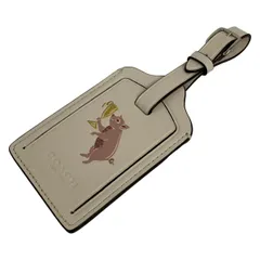 COACH(コーチ) キーホルダー(チャーム) - ベージュ×ピンクベージュ×ダークイエロー ピッグ(ブタ)/ネームタグ レザー