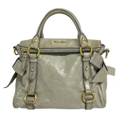 miumiu(ミュウミュウ) ハンドバッグ - グレー リボン レザー