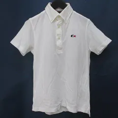 ラコステ LACOSTE 半袖 ポロシャツ 2 白系 ホワイト ボタンダウントリコロールカラー 刺繍 ワッペン サイドカット 日本製