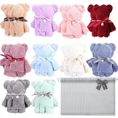 【新品】 Tumao チギフト タオルベア ハンカチベア ハンカチ かわいい くま タオル プレゼント クリスマス 退職 退院 結婚式 誕生日 お返し お礼 景品 ホワイトデー 粗品 ラッピング袋入り (スタイル3-20個入り) 1