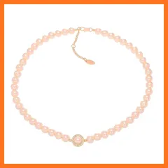 【新品】 [Alivern] 真珠ネックレス＆イヤリング セット２点組 日本製 白・ピンク・ローズゴールド 高級国産真珠 冠婚葬祭用8mm 39cm/42cm/45cm長さ自由選択 珠 (ゴールド) 1