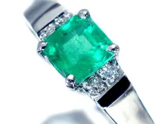 【ジュエリー極】良質鮮やかグリーン！天然エメラルド0.47ct＆天然ダイヤモンド0.03ct 高級Pt900リング a3271ol【送料無料】