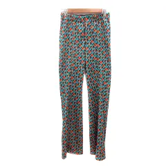 ジーナシス JEANASIS ストレートパンツ 総柄 M 青 ブルー /MN