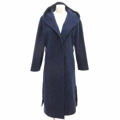 ノーリーズ Nolley's LIGHT チェスターコート フード 総裏地 ウール 38 M 紺 ネイビー /YK