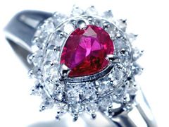 天然ルビー0.68ct ダイヤ0.43ct Pt900 取り巻きリング 中央宝石 - メルカリ