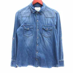 ザラ ベーシック ZARA BASIC Z1975 DENIM ウエスタンシャツ デニム 長袖 M 青 ブルー /YK ●RY