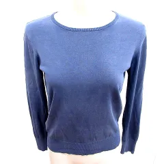 23区 オンワード樫山 ニット カットソー Uネック 長袖 絹 シルク 32 紺 ネイビー /RT