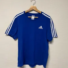 (^w^)b adidas スリーストライプ 半袖Tシャツ ブルー メンズ ビッグサイズ 大きめサイズ トレーニングウェア スポーツウェア サイズXL OM10411HG