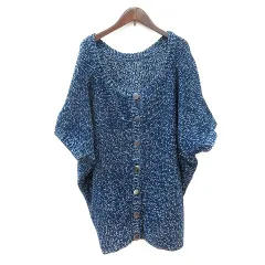 ジョセフ JOSEPH カーディガン ニット ロング 五分袖 M 紺 ネイビー /MN