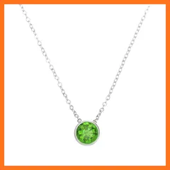 【新品】 [PATIKIL] 女性用誕生石ネックレス 繊細なステンレス鋼製誕生月水晶ネックレス 12ヶ月対応ラウンドカット誕生石宝石 母・女友達への贈り物 緑/シルバー 0