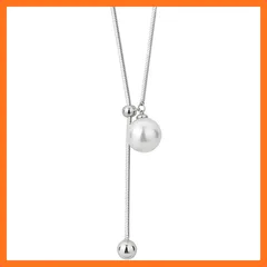 【新品】 [ハルジオ] ロングネックレス レディース ネックレス ロング シルバー Y字 細め ラリエット パール 人気 チェーン 細い アクセサリー ジュエリー ペンダント シンプル 普段使い おしゃれ かわいい 大人 プレゼント 結婚式 (TYPE1) 1