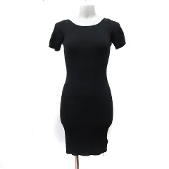 リゼクシー RESEXXY ワンピース ひざ丈 リブ 半袖 S 黒 ブラック /YI