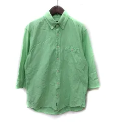コムサイズム COMME CA ISM シャツ ボタンダウン 七分袖 L 黄緑 /YI