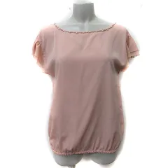 ジャスグリッティー JUSGLITTY ブラウス プルオーバー 半袖 切替 シフォン 1 S ピンク /YI