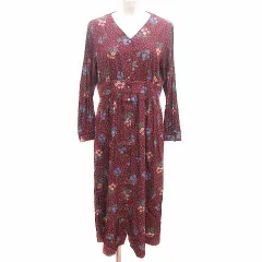 アーバンリサーチ URBAN RESEARCH シャツワンピース ロング 花柄 ドット 長袖 Free 赤 ワインレッド /YK