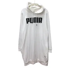 プーマ PUMA ワンピース ミニ プリント 長袖 フード スウェット XS 白 ホワイト /MN ●RY