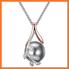 【新品】 [Hollywood Showcase] ネックレス 南洋 黒真珠 大粒 12mm径 グレー シェルパール ブライダル パーティピンクゴールド パーフェクトラウンド 真円 ハリウッド セレブ ジュエリー 《ギフトラップ・ギフトバック 付 》 0