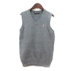 イーストボーイ EAST BOY ニット セーター Vネック ロゴ刺繍 ノースリーブ 9 M グレー /MN