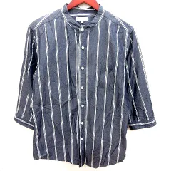 ザショップティーケー THE SHOP TK シャツ ノーカラー 長袖 ストライプ XL 紺 ネイビー /RT
