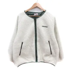 コンバース CONVERSE ジャケット フリース 総裏地 ロゴ刺繍 M 白 アイボリー 緑 グリーン /MN