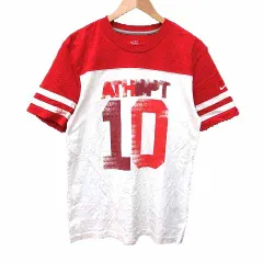ナイキ NIKE the athletic dept Tシャツ カットソー クルーネック プリント 半袖 M 赤 レッド 白 ホワイト /YK
