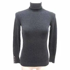 ザラ ZARA KNIT ニット カットソー タートルネック パール 長袖 チャコールグレー /YK