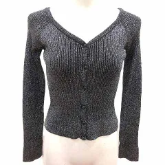 ローズバッド ROSE BUD カーディガン ニット ショート丈 ラメ 長袖 F 黒 ブラック /YK